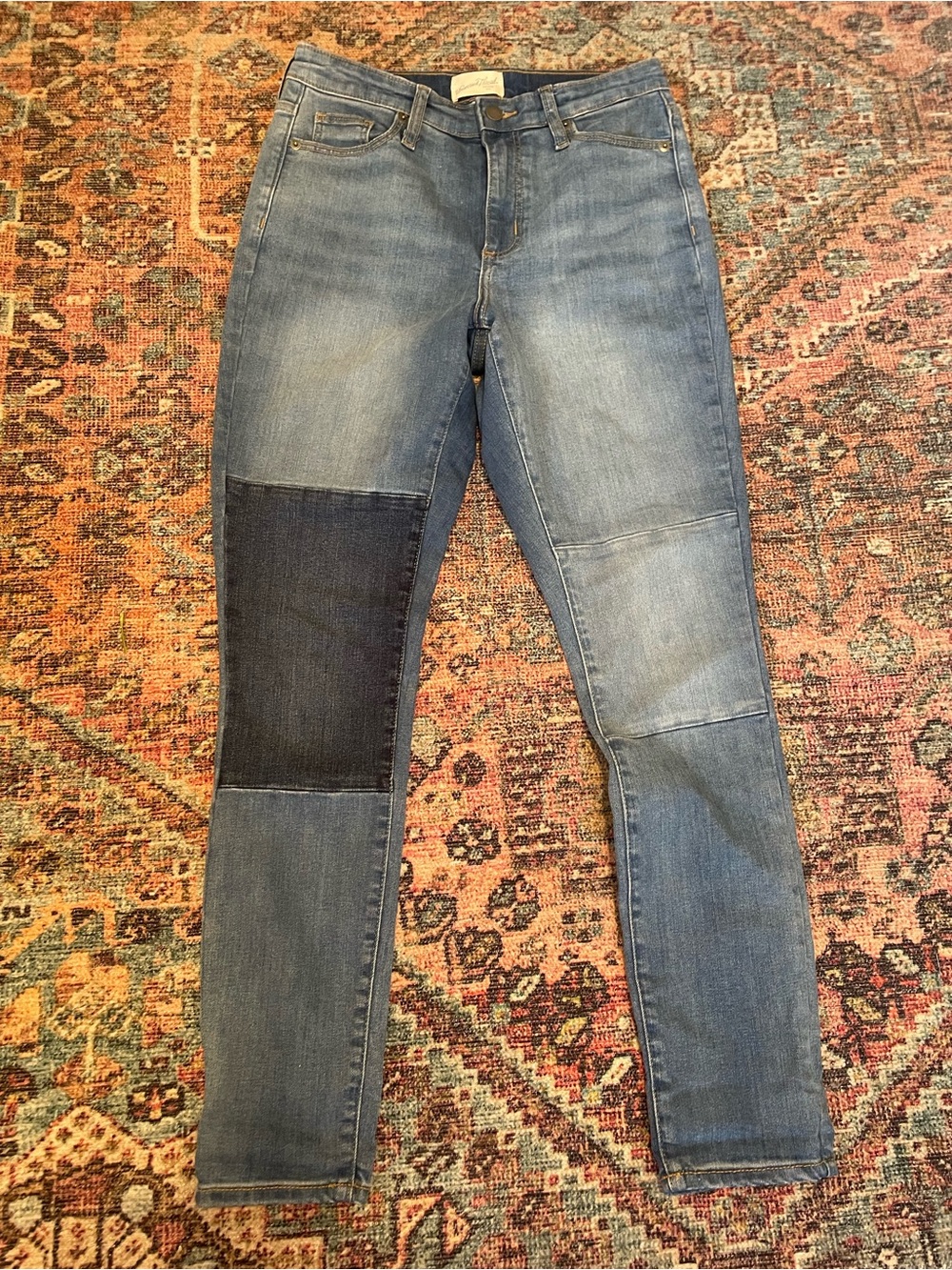 Universal Thread Women's Mid Blue Skinny Jeans with Dark Patch